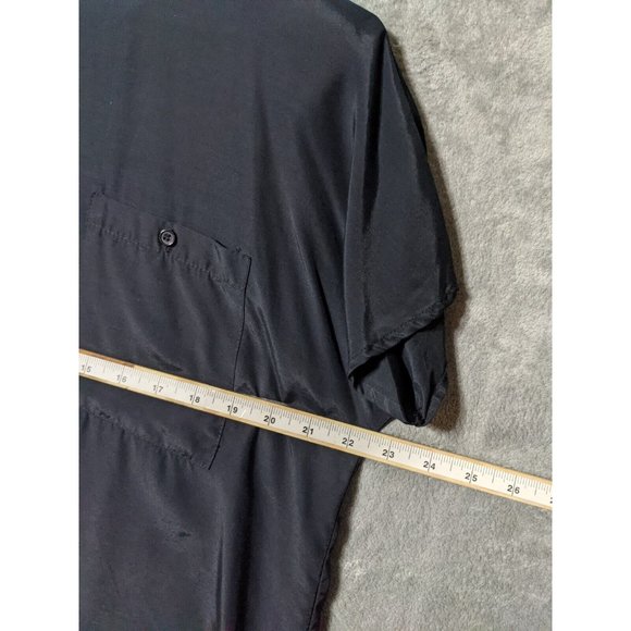 🍑VTG PETITE IMPRESSIONS 100% Rayon Women Blouse Padded Shoulder Black SIZE 14 - Picture 7 of 12